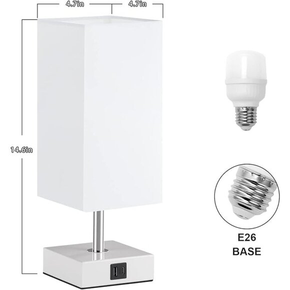Ambimall Touch Control Table Lamp with 2 USB Charging Ports, 3 Way Touch… - Picture 7 of 11